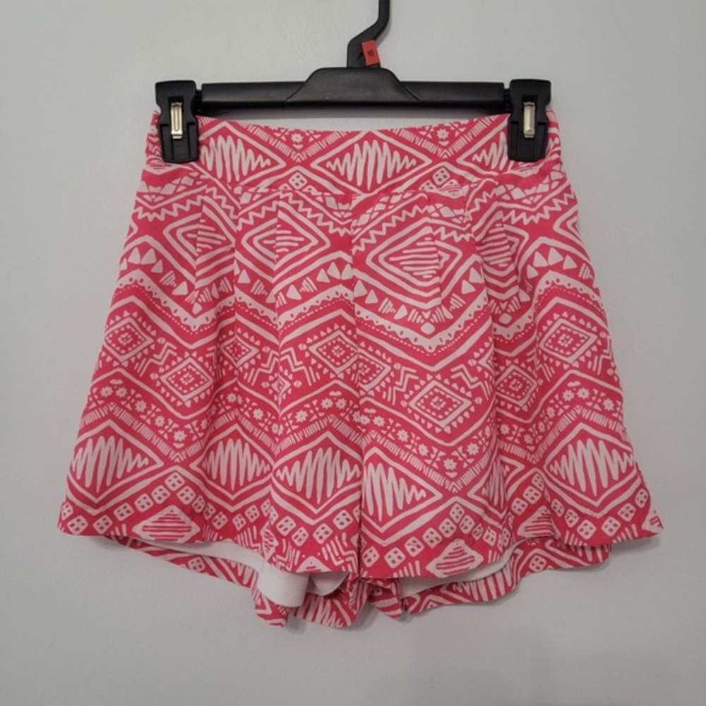 Miami Women's High Waist Patterned Shorts Size S Pink Geometric Beach Vacation